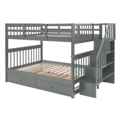 Streamdale Stairway Full-Over-Full Bunk Bed with Trundle & Storage