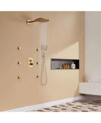 LUCKY ONE 6 Body Jets and Rough-in Valve Pressure Balanced 3 Functions 6 Sprays 22 Inch Wall Mounted Shower System