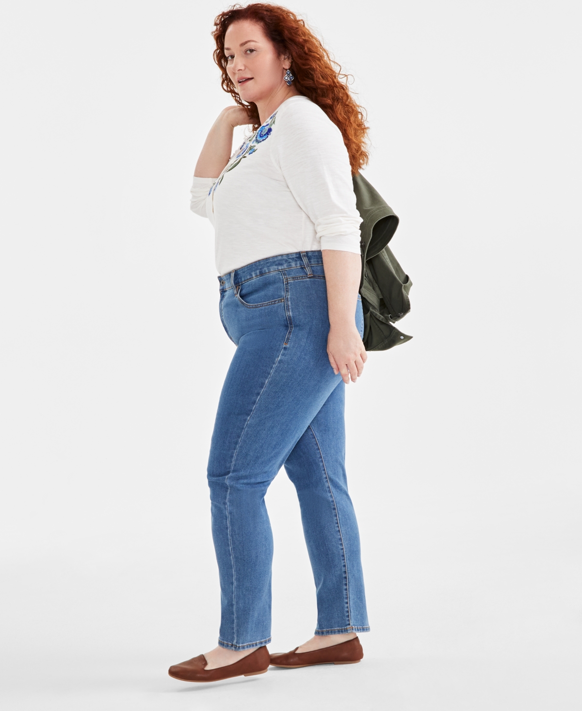 Style & Co Plus Size High-rise Straight-leg Jeans, Exclusively At Macy's In Blue