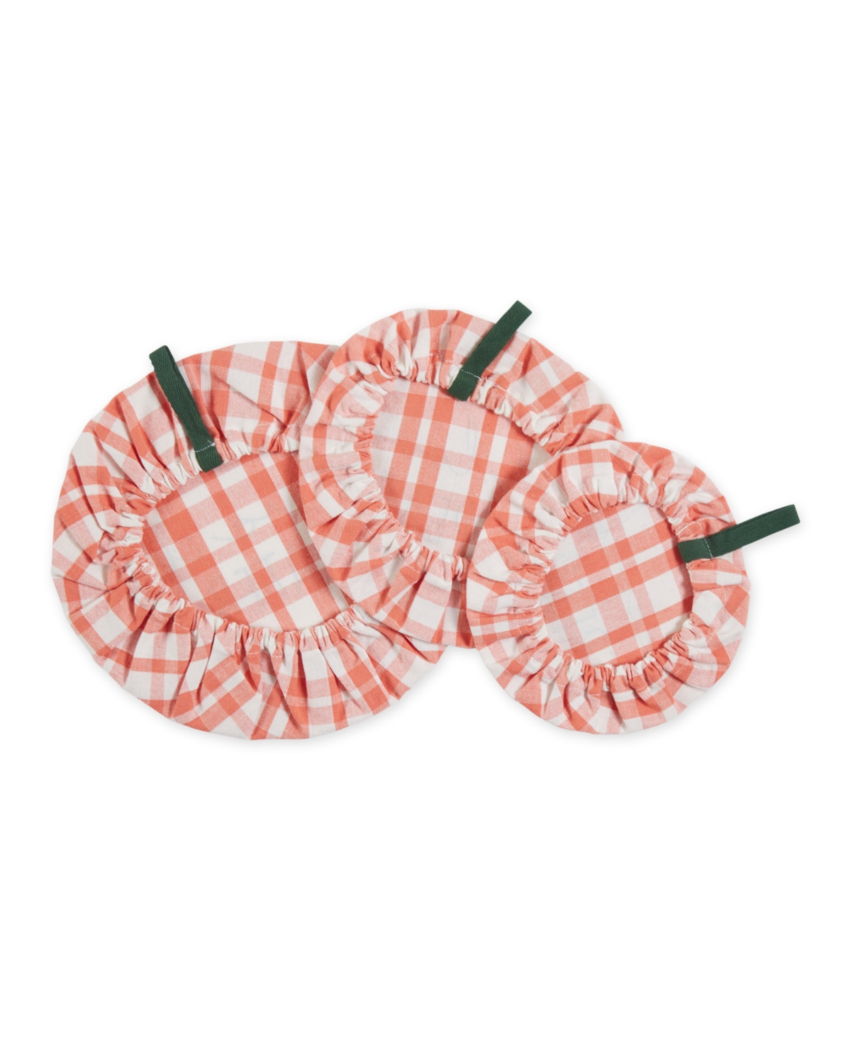 Design Imports Cloth Bowl Cover Collection Machine Washable, Cotton With Elastic Stretch For Food Storage, 10.25"/8 In Plaid Coral