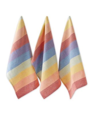 Be YOU-tiful Collection Absorbent Long-Lasting Kitchen, Dishtowel Dishcloth Set, Heavyweight, Rainbow Stripe, 6 Count