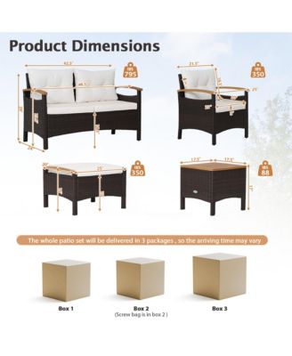 7PCS Rattan Patio Conversation Furniture Set Cushioned Outdoor Wicker Sofa Set