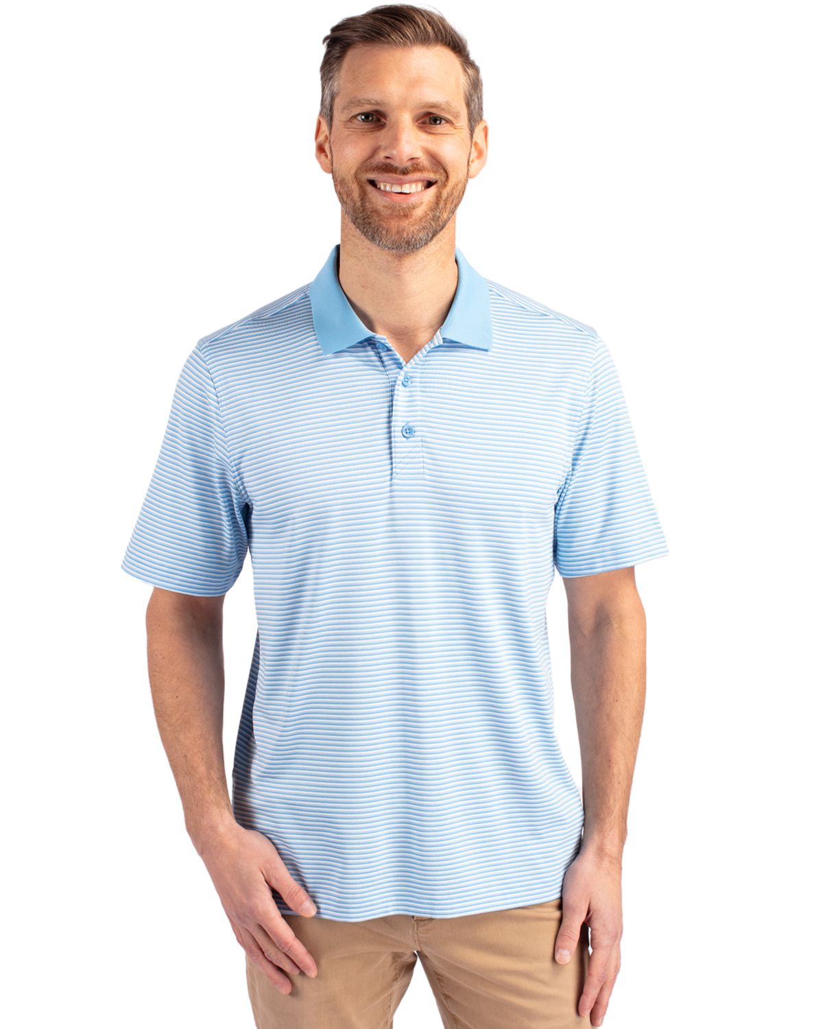 Men's Forge Tonal Stripe Stretch Polo Shirt - Atlas