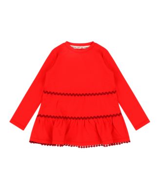 Girls Ruffle Hem Tiered Tunic and Legging Set - Red Multicolor