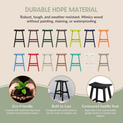 Outdoor Patio Adirondack Bar Height Stool Saddle Seat Chair