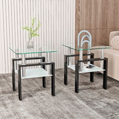 Streamdale Modern Tempered Glass Square Coffee Table Set
