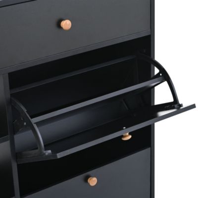  2-Tier Shoe Cabinet with 4 Flip Drawers