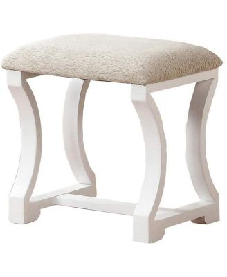 Simplie Fun White MDF Vanity Set with Foldable Mirror & Stool