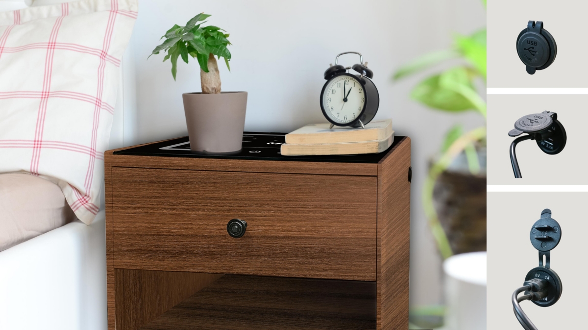 Streamdale Furniture Nightstand With Wireless Charging Station