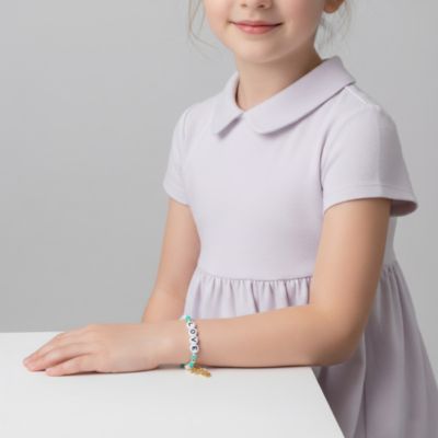 Kids 14k Gold Plated Multi-Color Love Tag Charms Bracelet