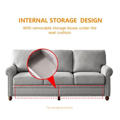  Linen Fabric Upholstered With Storage Sofa 2+3 Sectional