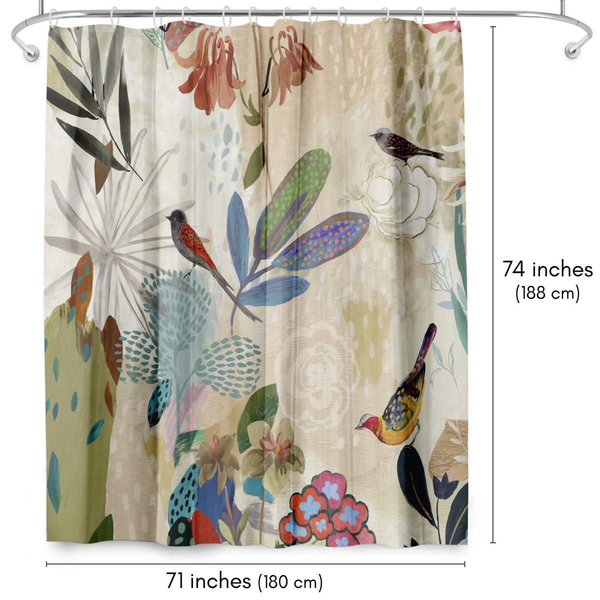 Floral Shower Curtain Where the Passion Flower Grows by Pi Creative Art - Blue