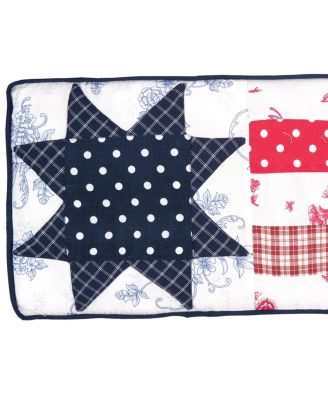 Patriotic Quilted Star Patchwork Accent Pillow, 10" x 24"