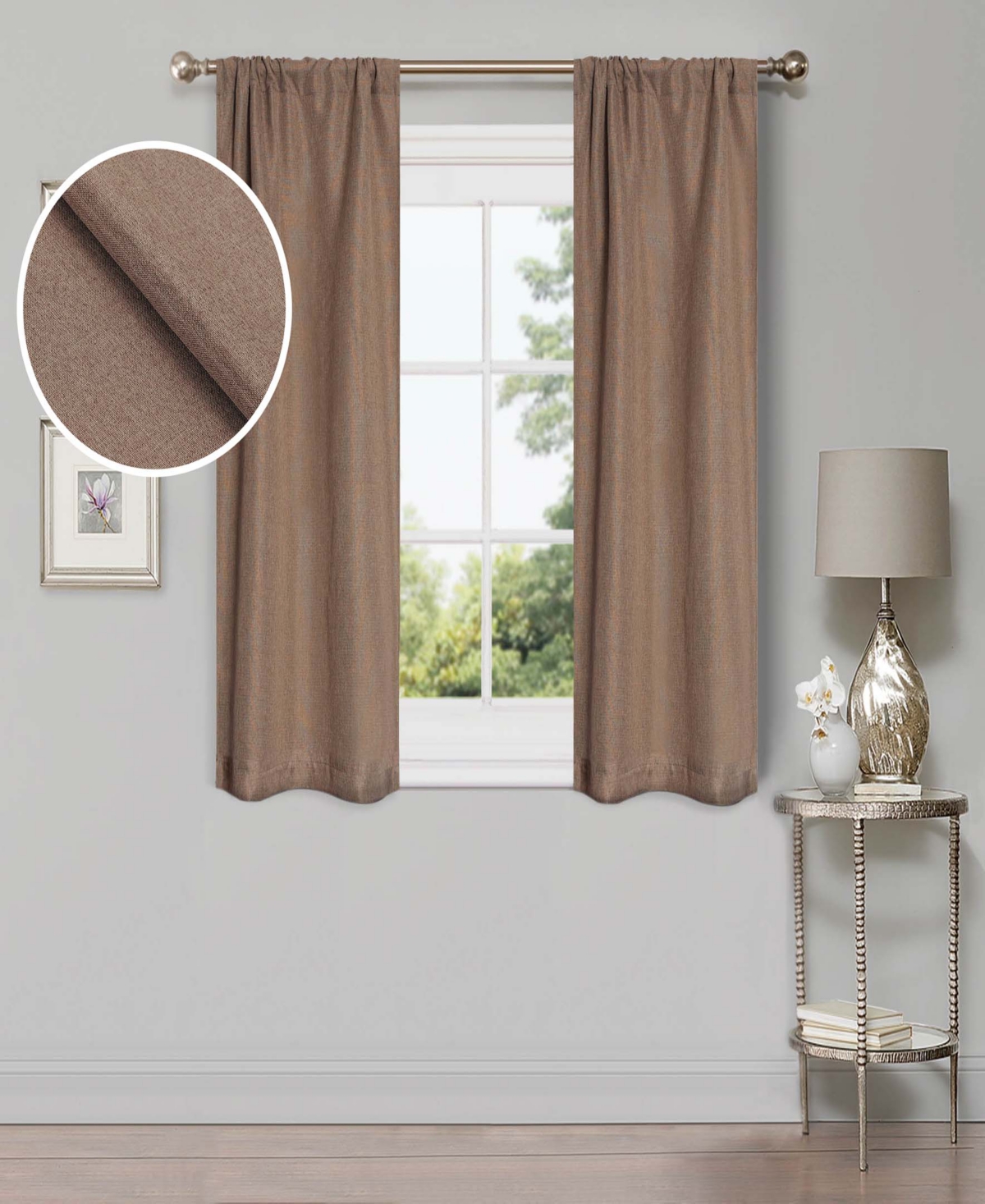 Linen-Inspired Classic Room Darkening Modern Blackout Fade Resistant 2-Piece Curtain Set with Rod Pocket, 26" X 63" - Acorn