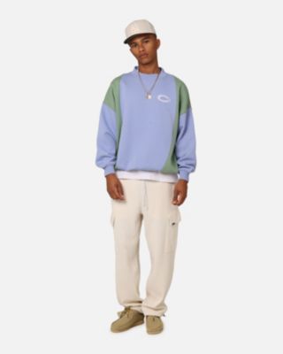 Men's C Star Panelled Crewneck, Pale Blue - XXLarge