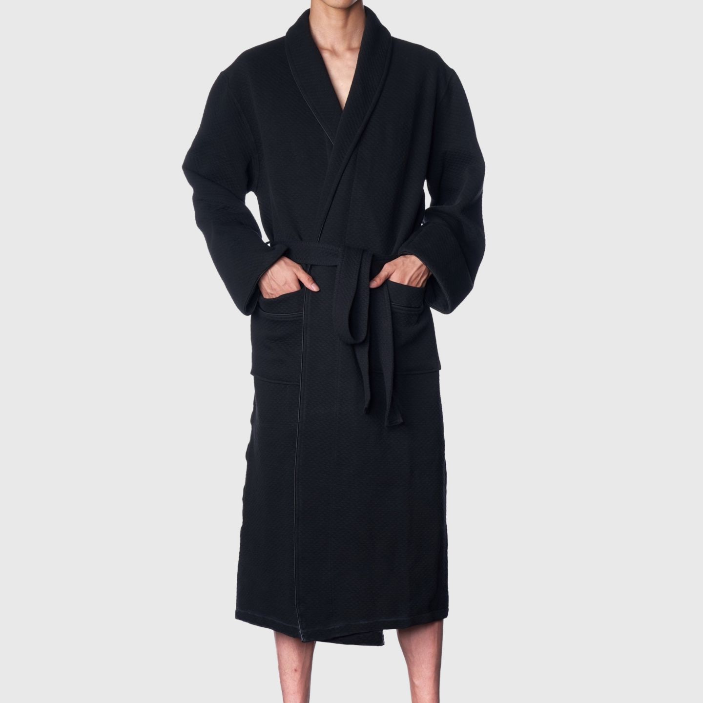 Халат Bathrobe для мужчин, хлопок — Alpine Swiss, цвет: Чёрный — фото 1