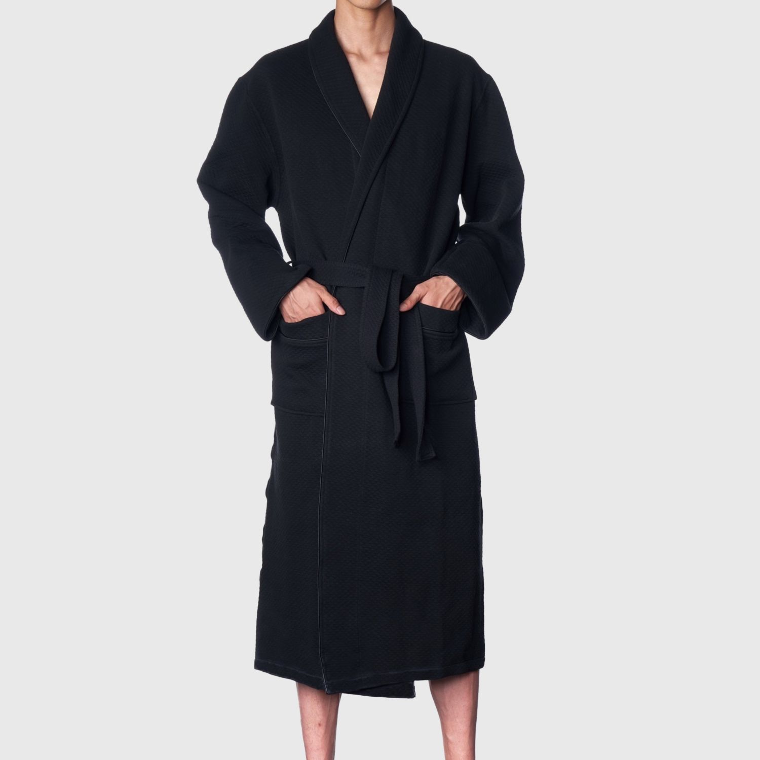 Men's Cotton Blend Shawl Robe Lightweight Kimono Knit Spa Bathrobe