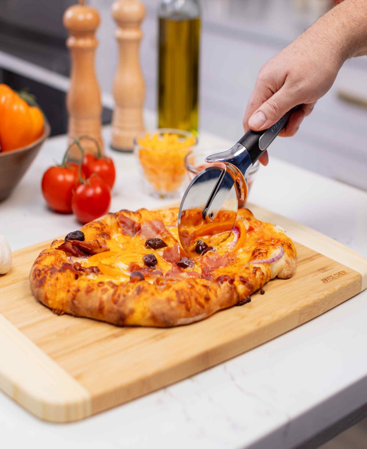 Old Stone 3.5 Inch Premium Stainless Steel Pizza Cutter In Black