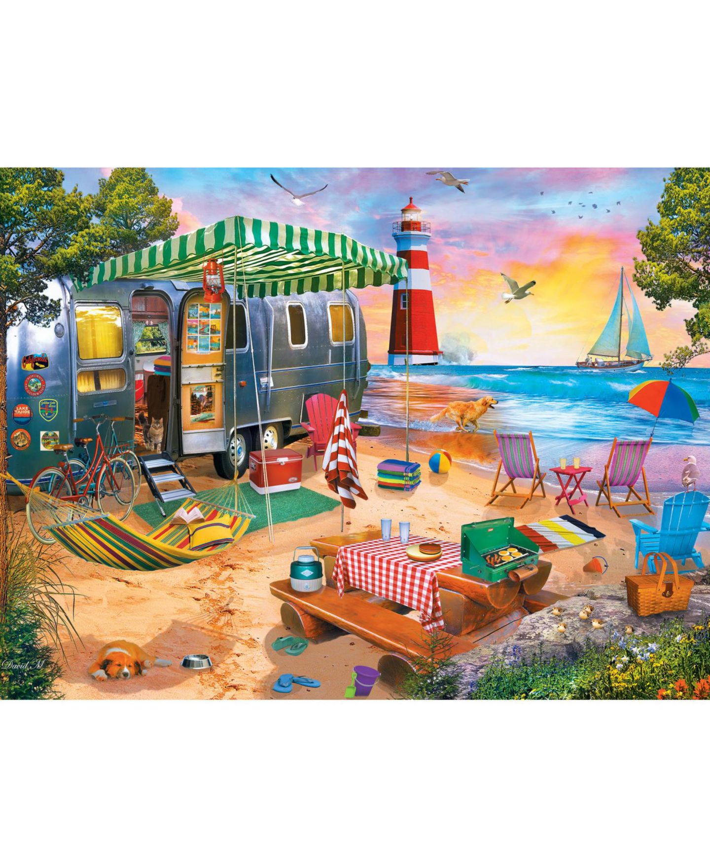 Детский пазл MasterPieces Puzzles Oceanside Camping Ez Grip 300-Piece Puzzle, Ages 11+, цвет: Разноцветный — фото 3