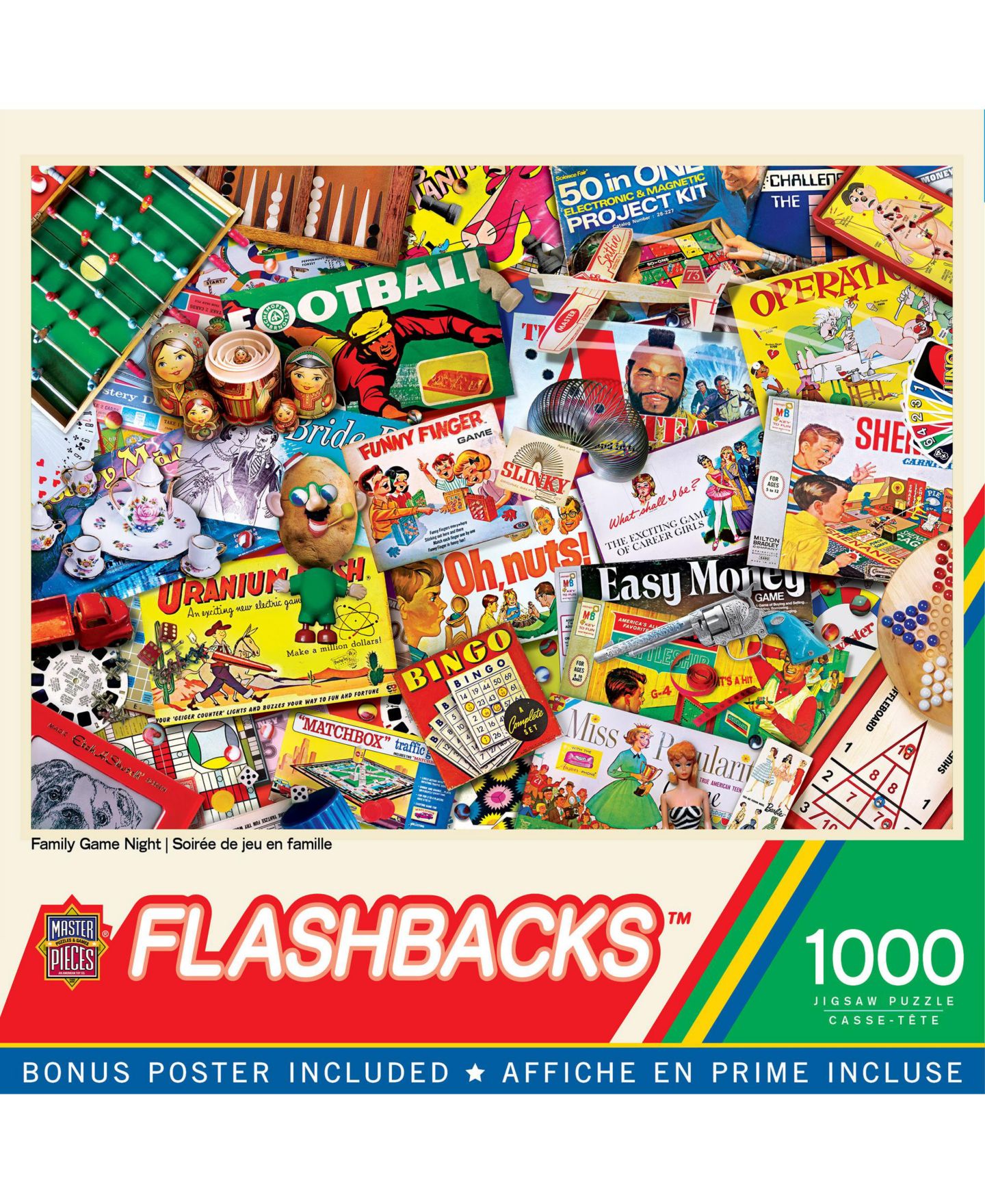 Детский пазл MasterPieces Puzzles Flashbacks Adult 1000-Piece Jigsaw Puzzle, Ages 10+, цвет: Разноцветный — фото 1