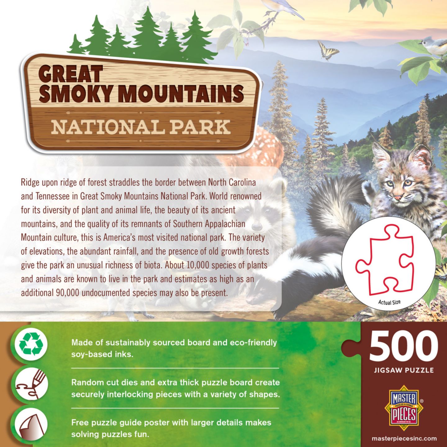 Детский пазл MasterPieces Puzzles Great Smoky Mountains National Park 500 Piece Puzzle, от 14 лет, цвет: Разноцветный — фото 3