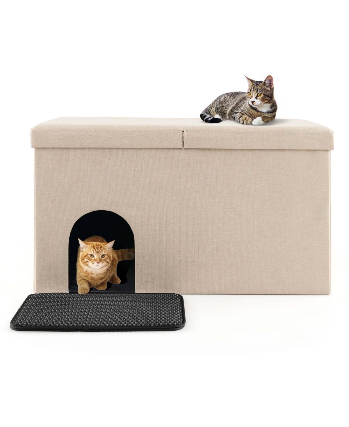 Cat Litter Box Enclosure Hidden Furniture Cat Washroom Shoe Storage Bench - Grey