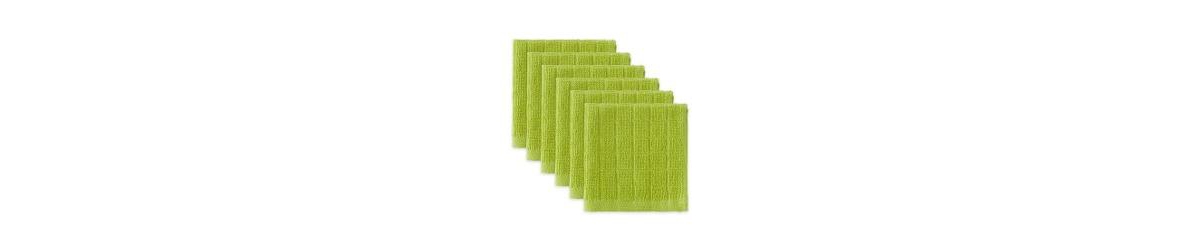 Basic Terry Collection Solid Windowpane Dishcloth Set, 12x12", Avocado, 6 Count - Avocado