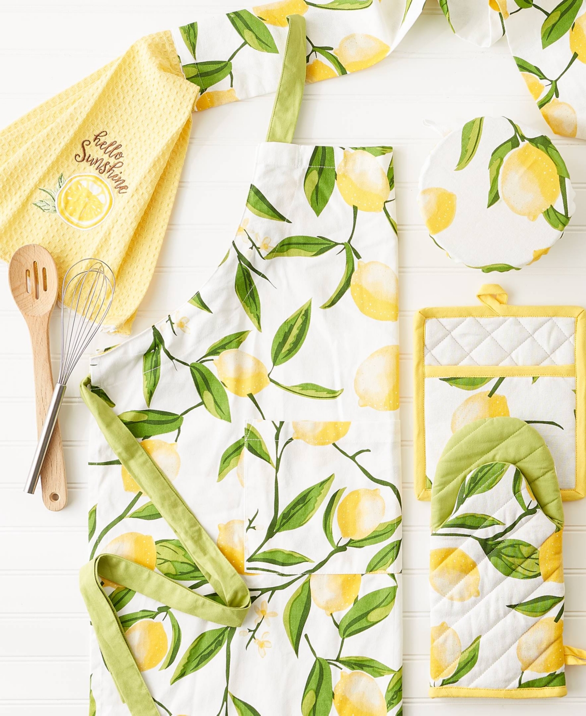 Design Imports Lemon Bliss Kitchen Collection, Chef Apron In Lemon Bliss