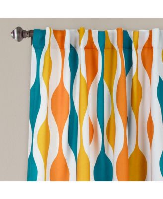 Mid Century Geo Light Filtering Window Curtain Panels