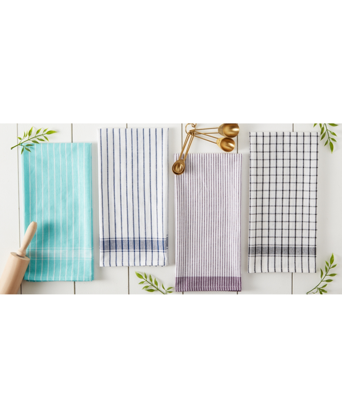 Design Imports Everyday Basic Collection Woven Dishtowel Set, 20x28", Nautical Blue, 8 Piece In Nautical Blue