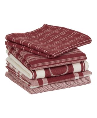 Everyday Collection Foodie Kitchen Set, Dishtowel Dishcloth, Barn Red, 5 Piece