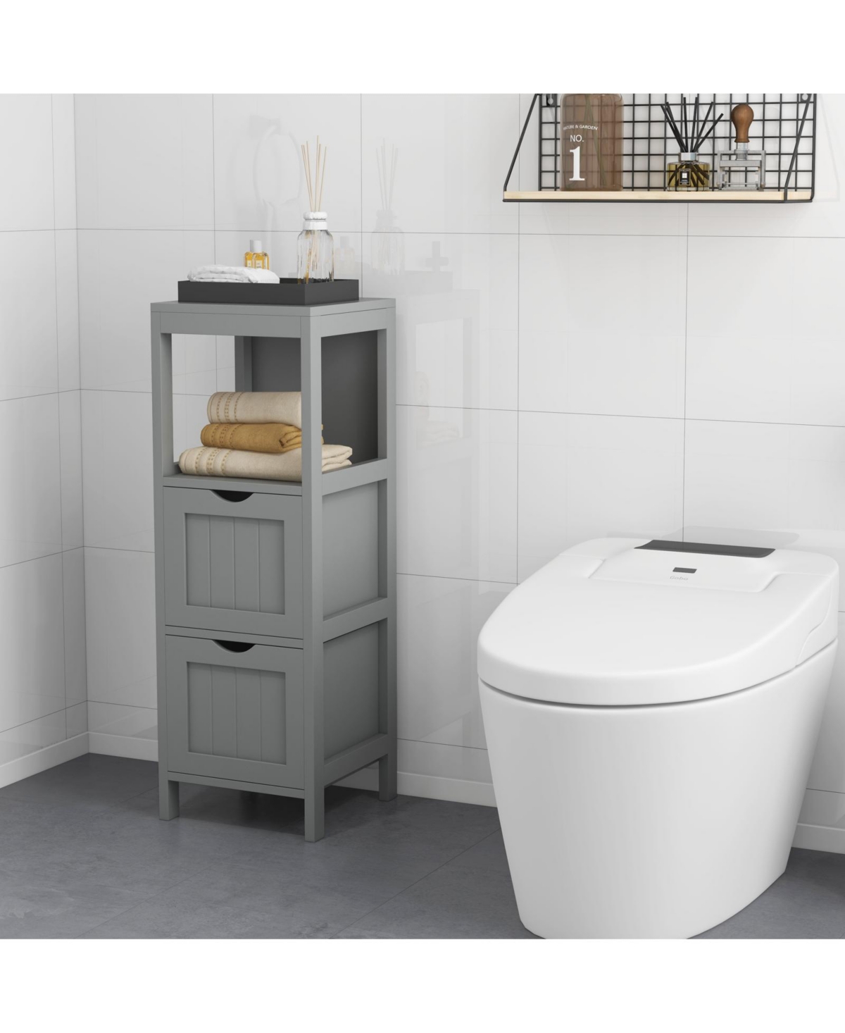 Slickblue Freestanding Storage Cabinet with 2 Removable Drawers for Bathroom