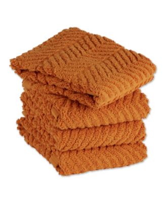 Luxury Bar Mop Collection Chevron Dishtowel Set, 16x19", Pumpkin Spice, 4 Piece