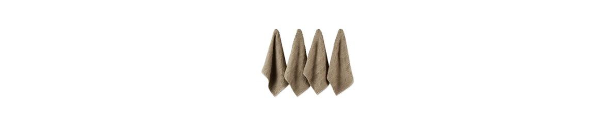 Luxury Bar Mop Collection Chevron Dishtowel Set, 16x19", Stone, 4 Piece - Stone