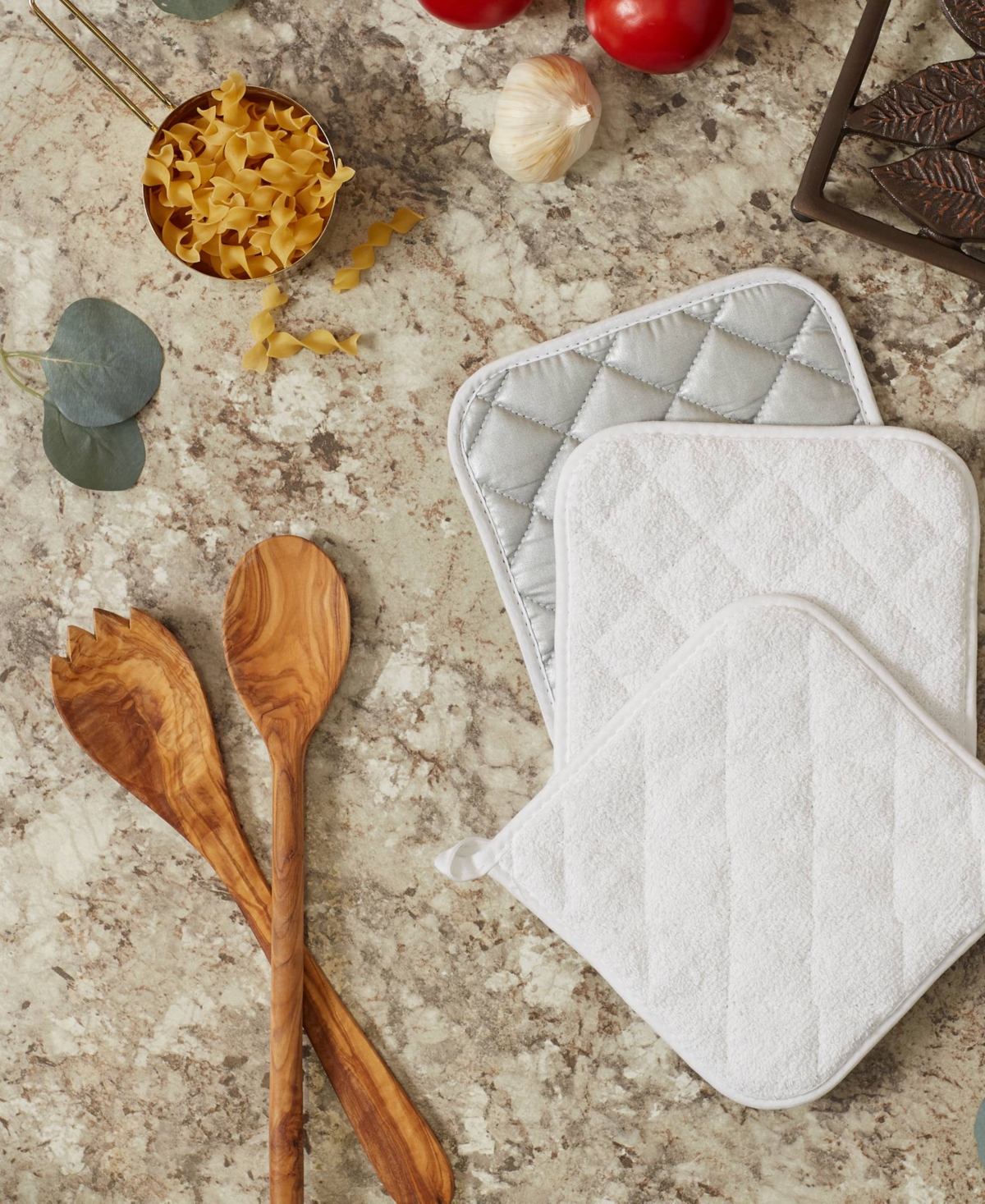 Design Imports Basic Kitchen Collection, Quilted Terry, White, Potholder In White