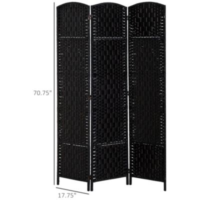 3 Panel Resin Wicker Folding Room Divider Privacy Screen Home Office