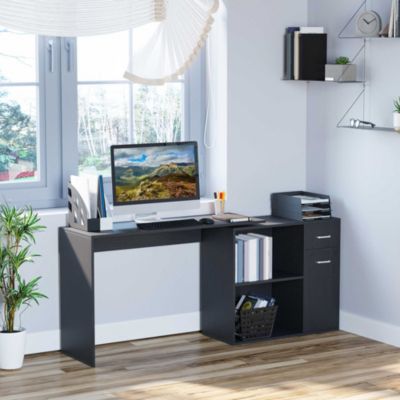 Home Office L-Shaped Corner Desk with Storage Drawer Modern Style