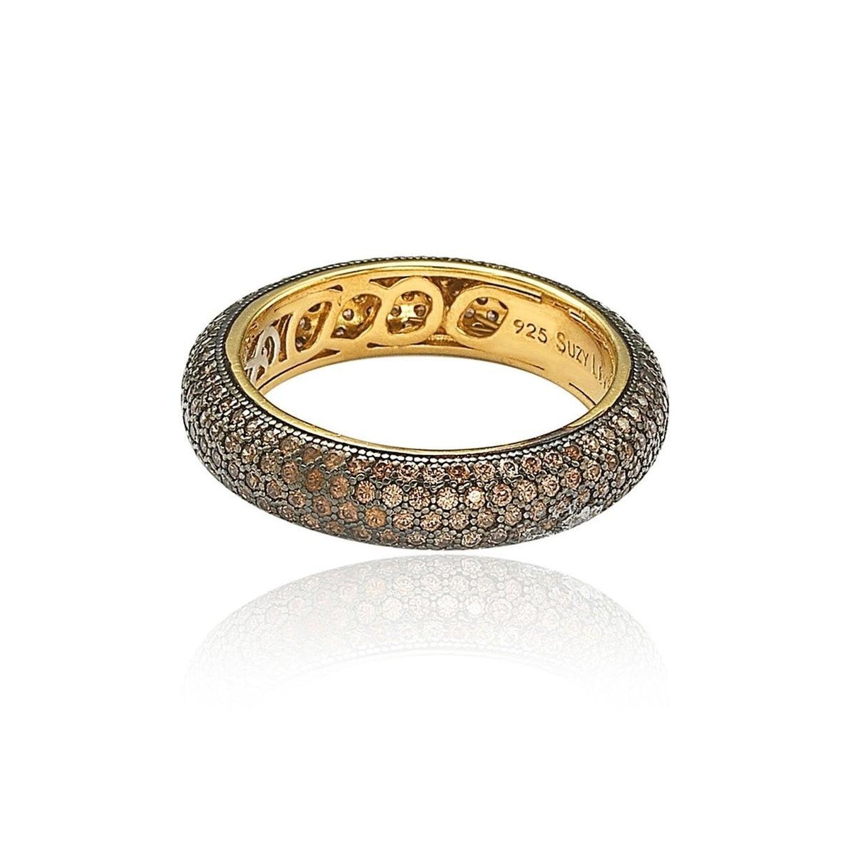 Suzy Levian New York Suzy Levian Sterling Silver Cubic ZirconiaPave Eternity Ring - Brown
