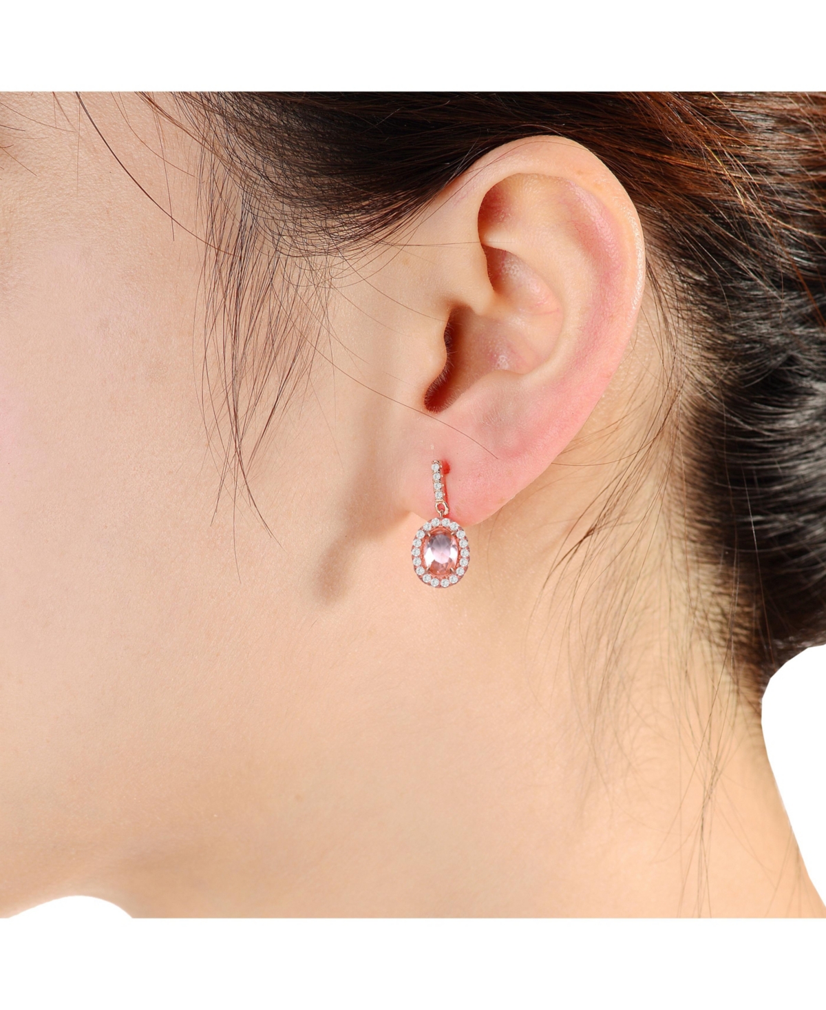 18k Rose Gold Plated Cubic Zirconia Dangle Earrings