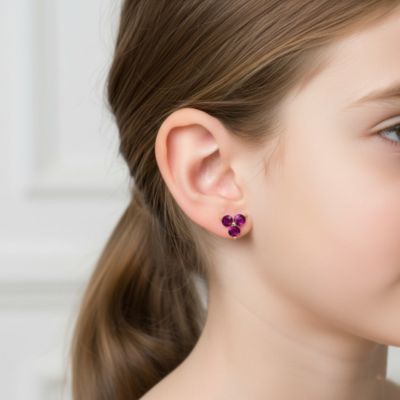 8MM 14k Gold Plated Colored Cubic Zirconia Stud Earrings