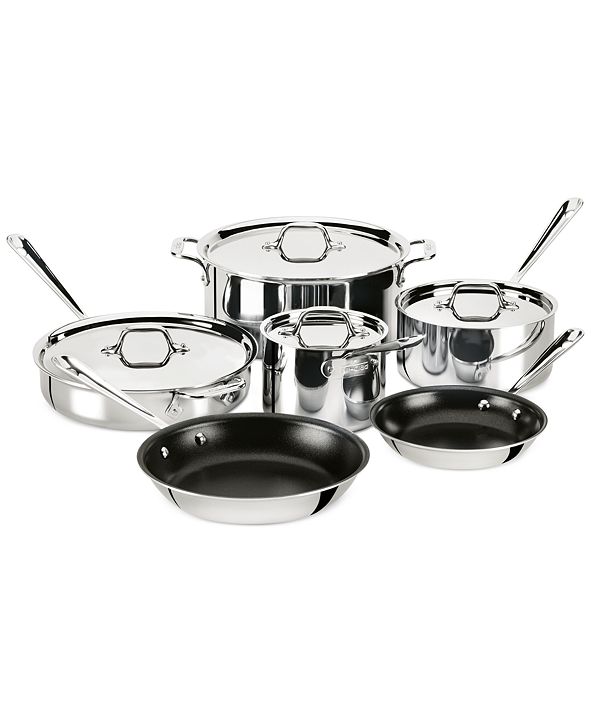 AllClad Nonstick Stainless Steel 10Piece Cookware Set & Reviews
