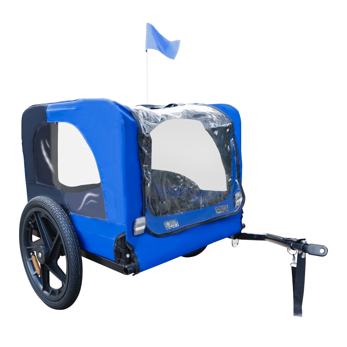 Blue High Quality 16 Inch Air Wheel Pet Bike Trailer For Dogs Foldable Bicycle Pet Trailer - Blue