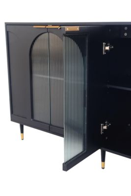 Glass-Door Accent Cabinet with 4-Door Storage