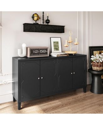 Streamdale 4-Door Matte Black Accent Cabinet for Multiple Rooms