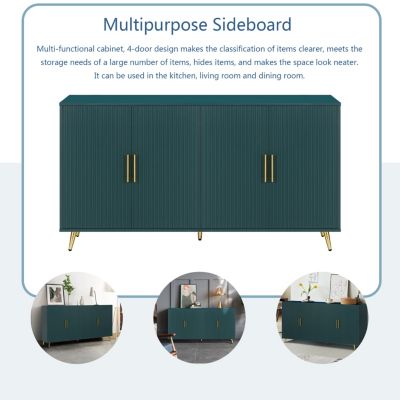 1 Count wood Green TV Stand with Storage & Adjustable Shelves