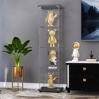 One Door Glass Cabinet Glass Display Cabinet With 4 Shelves