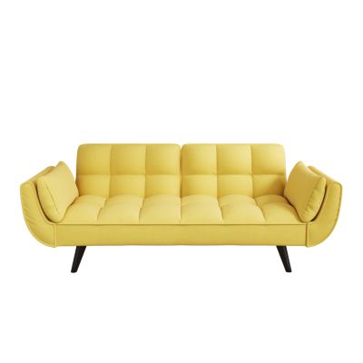 Comfortable 57" Yellow Sofa with Throw Pillow