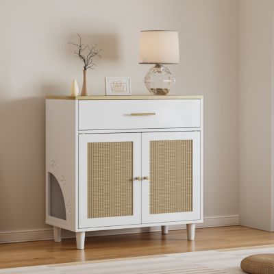 Streamdale + 1 Pc. + Wooden + Scratch Pad & Storage + Cat Litter Box Enclosure