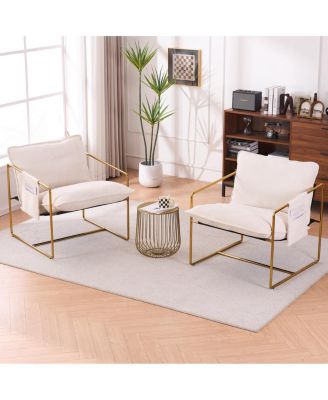 Streamdale Gold-plated Upholstered Armchair with Arm Pockets