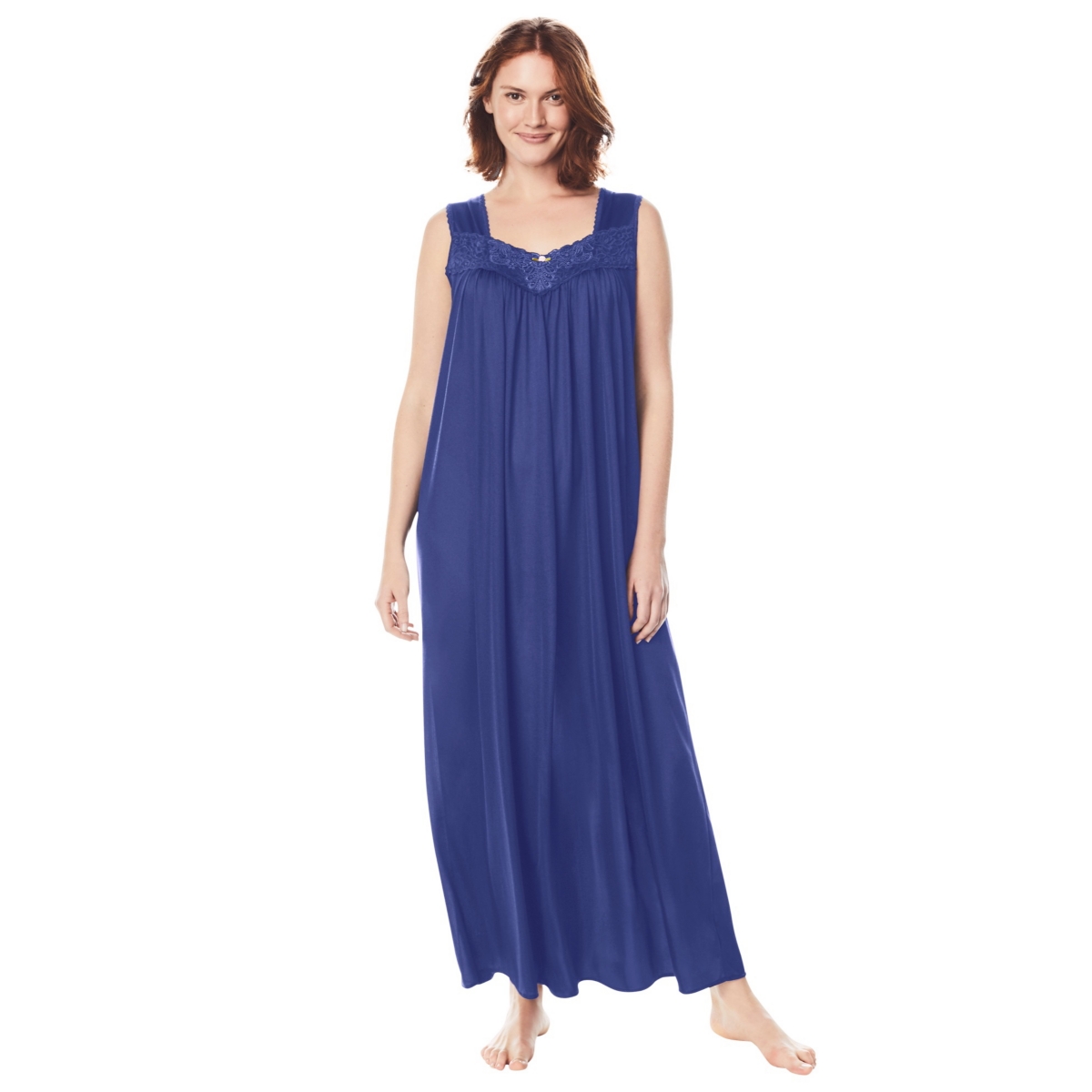 Plus Size Only Necessities Long Tricot Knit Nightgown - Paradise pink